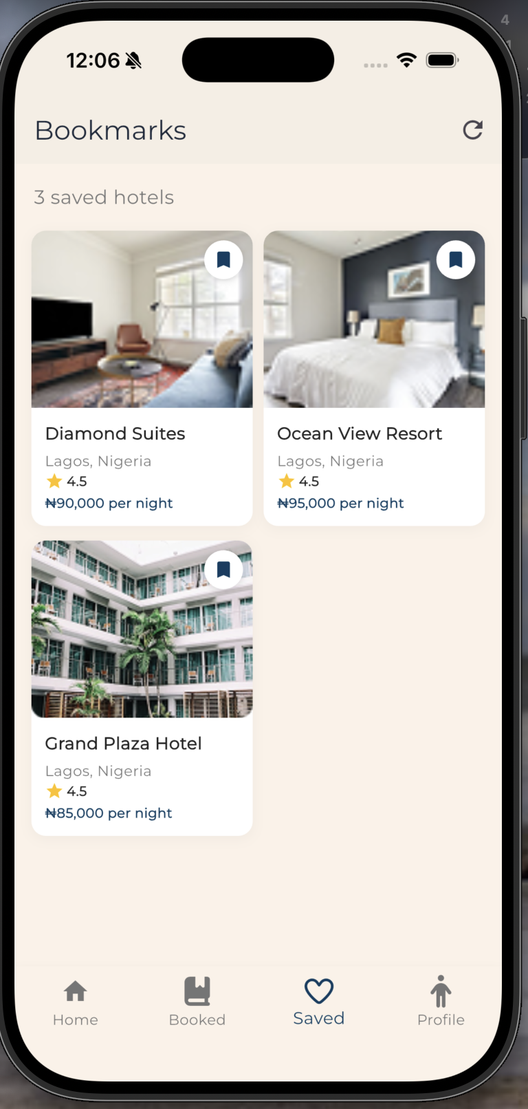Saved Hotels