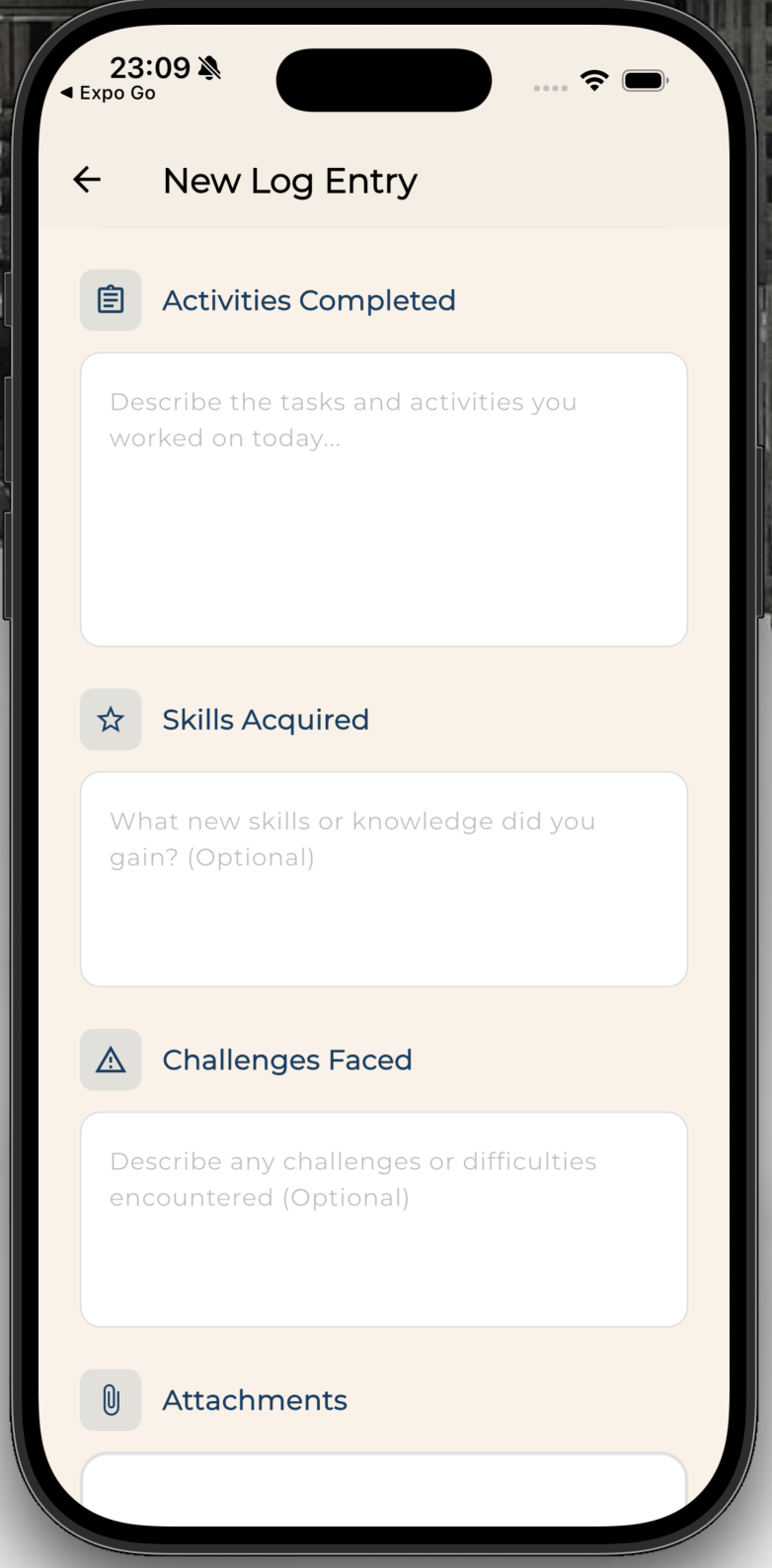 SIWES360 Add new Logbook Entry
