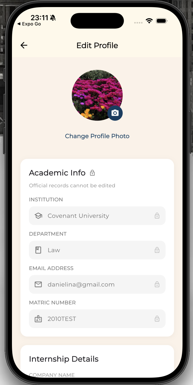 SIWES360 Edit Student Profile