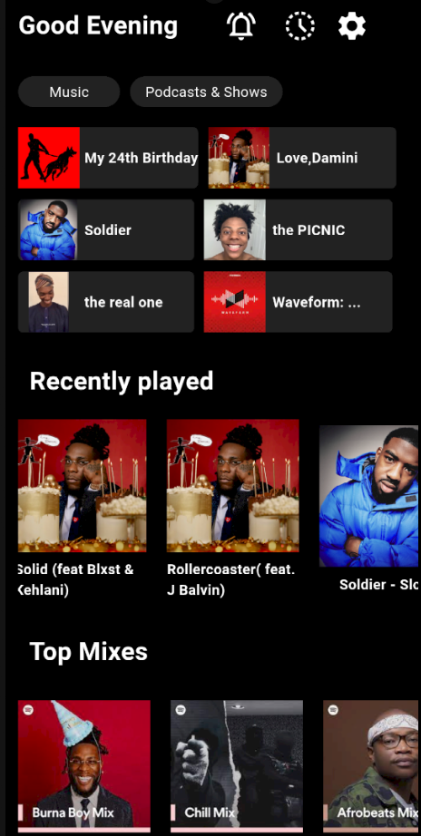 Spotify Home Page